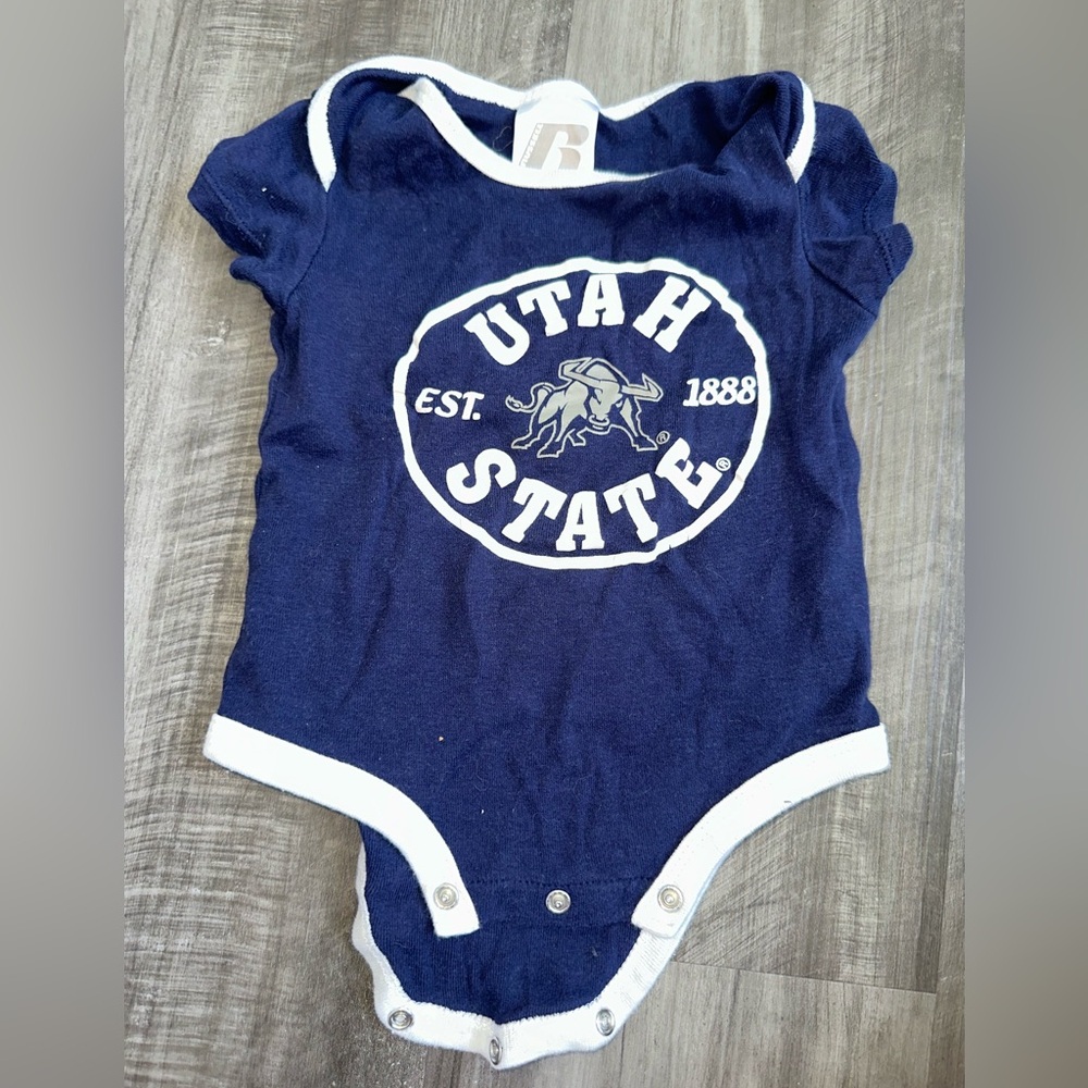 Russell Athletic Navy and White Baby Onesie